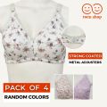 Twin Shop Pack of 4- Cotton Bra for Women Girls| Non Padded Ladies Brazier| Irani Bra - Bra For Girls. 