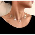 Silver Butterfly Choker Necklace Korean Jewellery For Women - Silver Chain Neck Statement Collar Chains Choker Shining Female Choker Jewellery For Girls. 