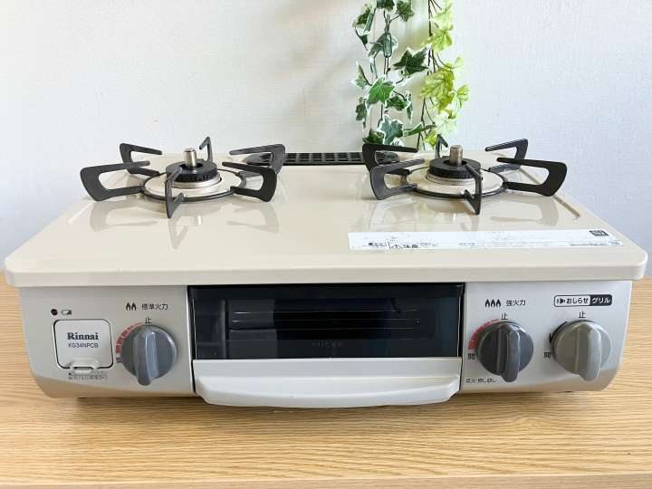 Japanese Rinnai  Gas Stove Double Burner Non-Stick Single-Sided Grill Press Button Full Automatic Conteiner Item Made In Japan