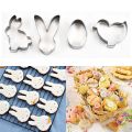 4pcs/set Stainless Steel Easter Cookie Cutter Biscuits Easter Egg Rabbit Cookie Stamps Bakeware Fondant Cutter Mold For Baking. 