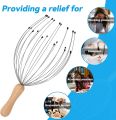 24 Fingers Head Massager Scalp Scratcher for Human or Pet Head Massage, Head Relaxing,Wood Handle for Comfortable Temple Massage. 