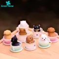 Green Home Dog Sculpture Toy Stable Base Smooth Edge Teacup Dog Figurine. 