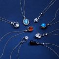 AURA Dolphin Transparent Natural Stone Water Drop Geometric Shape Pendant Necklace For Women Accessories Make Wish Paper Gift. 