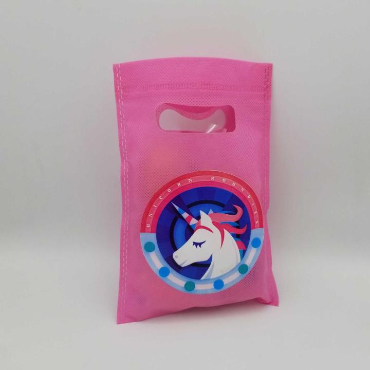 UNICORN THEME PINK FABRIC BAGS PACK OF 10 GOODIES BAGS