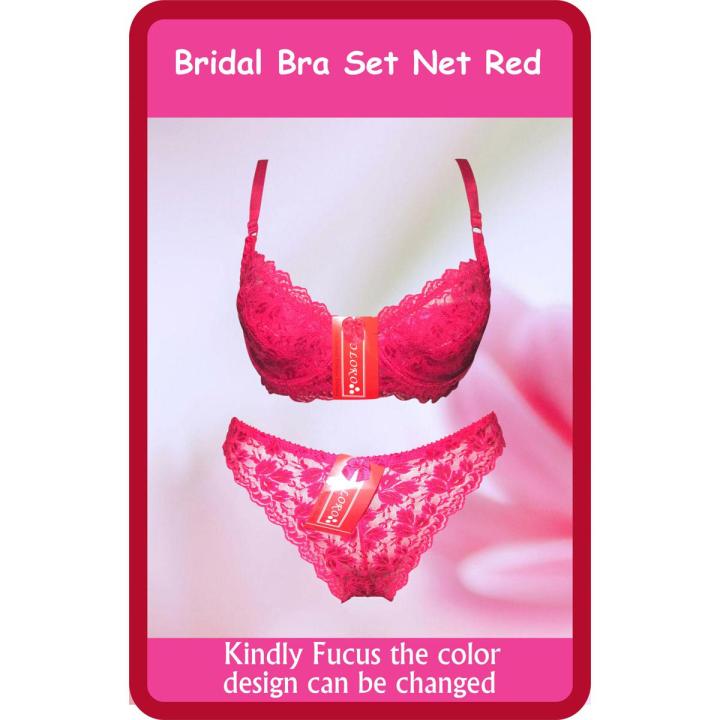 Women Imported Bridle Bra Net Set Red Undergarments for woman