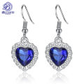 Titanic Blue and Red Heart Earrings For Girls Simple Stylish New Design Korean Crystal Stud Earrings Best Gift for Girls. 