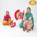 Pack of 2 Traditional Handmade Punjabi Pakhi Hand Fans, Embroidered Wall Decoration for Weddings and Gifts. 