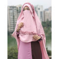 Hoodi Hijab Scarf for Girls/Women - Premium Chiffon Georgette Square Scarf with Half Niqab Patti Set. 