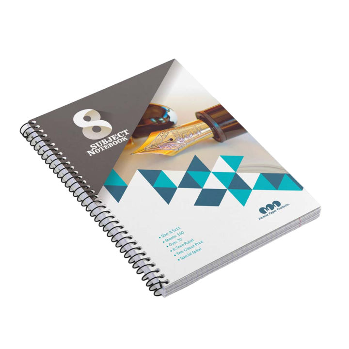 8 Subjects Large Spiral Notebook - Size: 8.5" x 11" - Premium Quality