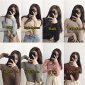 Women Clothing Long Sleeved Knitted T-shirt Round Neck Tops Tight Fit High Elastic Sweater hot sell. 