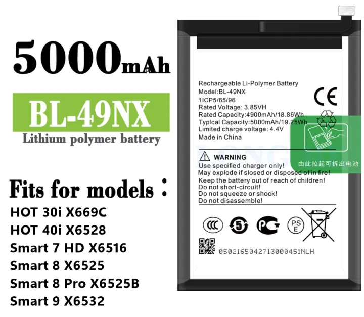 Infinix%20Hot%2040i%20X6528%20Battery%20Replacement%20BL-49NX%20Battery%20with%205000mAh%20Capacity_Silver%20-%20Image%202