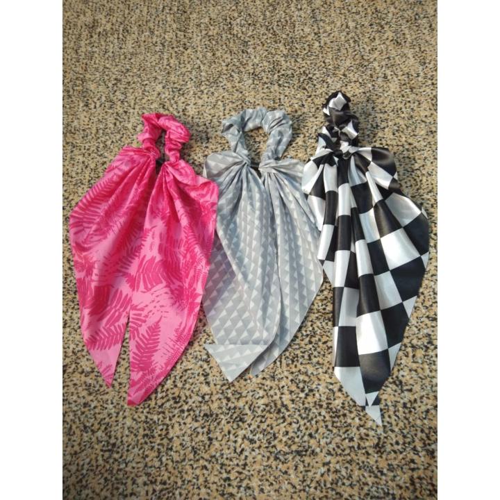 3 pies long ponytail scrunchie | hair scrunchies | hair scrunchies for girl scrunchies | silk scrunchies soft ponytail hair band |bowknot | pony for girls | ponytail hair ties |hair accessories for girls | fashion hair colors | hair bands  new design