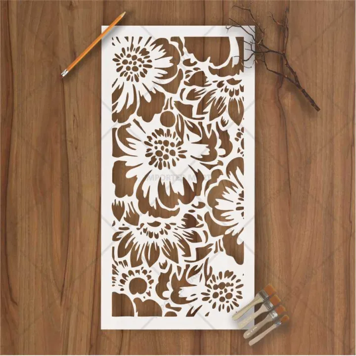 Floral%20Garden%20Pattern%20Stencil%20for%20Wall,%20Fabric%20&%20Wood%20Art%20%E2%80%93%20Dense%20Bloom%20Design%20%E2%80%93%20ID#%20667%20-%20Image%202