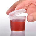 Disposable Plastic Takeaway Sauce Cups with Hinged Lids, 25ml and 50ml, Food Containers for Sauces and Snacks. 