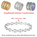 2 In 1 New Creative Magic Stretchable Ring Bracelet For Women Charm Shiny Crystal Retractable Bracelets Rings Jewelry Gift. 