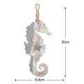 Wooden Seahorse for Nautical Decoration-2 x Wooden Decor Seahorse-Gray&White. 