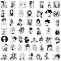 10/50/100pcs Mixed Black White Ainme Sticker Skateboard Computer Helmet Notebook Guitar Phone Graffiti Japan Comic Decals. 