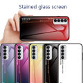 Biruiqu For OPPO Reno 4 4 Pro Shockproof Starry Colorful Tempered Glass Back Soft Silicone Edge Case Cover. 