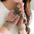 Winter Warm Wool Gloves Fashion Design Fingerless Glove Knitted Flip Flexible Exposed Finger Thick Gloves Mittens Men Women. 