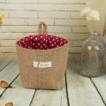 Small Storage Sack Stripe Dot Hanging bag Sundries storage basket jute cloth bag Flower Pot Cosmetic Bag Home Decor 14*12.5cm. 