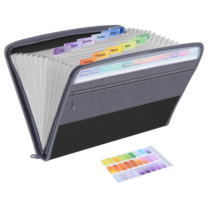 ZOROOM 13 Pocket File Folder Storage Rack,File Box Storage Bag,with Zipper, Suitable for A4 Paper, Banknotes,Document Receipt G