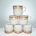 Pack Of 6 Tea cups /Tea cups pack of 6 Premier Design Ceramic Tea cusp New Stylish Set Multi Broder Design | Elegant 6-Piece Stylish Tea Cups Set of 6 - 6 Piece Set - Tea mugs set Stylish and Durable for Home Use and Perfect Gifts 180ml. 