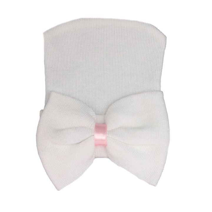 Cute Stripe Infant Hat Soft Turban Hats Nursery Beanie Baby Hats Cap with Bow Newborn Hospital Hat