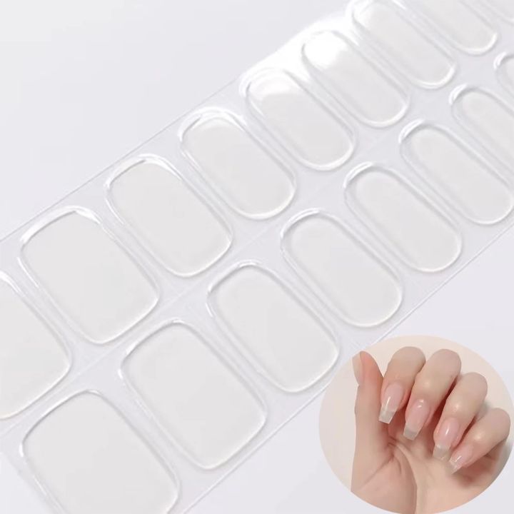 Transparent Color Semi-Cured Gel Nail Wraps Simple Adhesive Waterproof Long Lasting Gel Nail Stickers Harden In UV Lamp Need