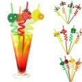 Set of 4 ,Funny Stylish Funky Spiral Straw For Kids Fruit Shape Emoji Shape Straws Silly Crazy Loop Straws Multicolor Reusable Spiral Straw for Kids & Party, 4 Pcs Packet, For Event and Party Supplies. 