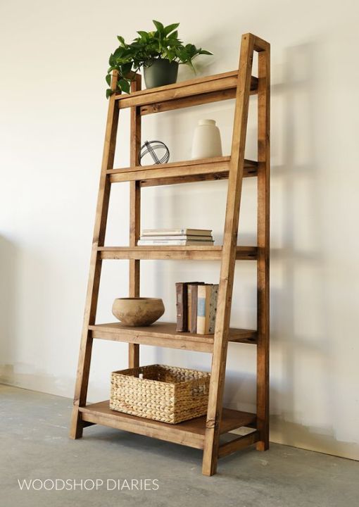 Pure Wooden Ladder Bookshelves