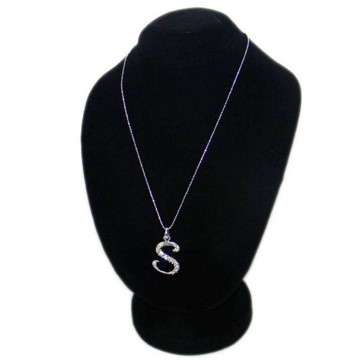 Silver Stainless Steel - S - Letter Stone Pendant For Women / Girls - S