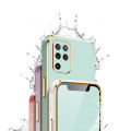 For OPPO F19 Pro Back Cover with Lanyard Luxury 6D Plating Frame Shiny Bling Cases Soft Silicone Square Protective Mobile Phone Case for Girls Boy. 