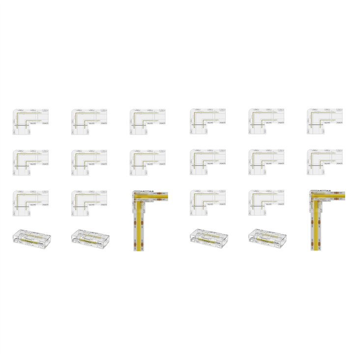 8mm Connector 16Pc L-Shaped/Corner Connector,4Pc Gapless Connectors for COB LED Strip Lights,NOT for 10mm Tape Lights