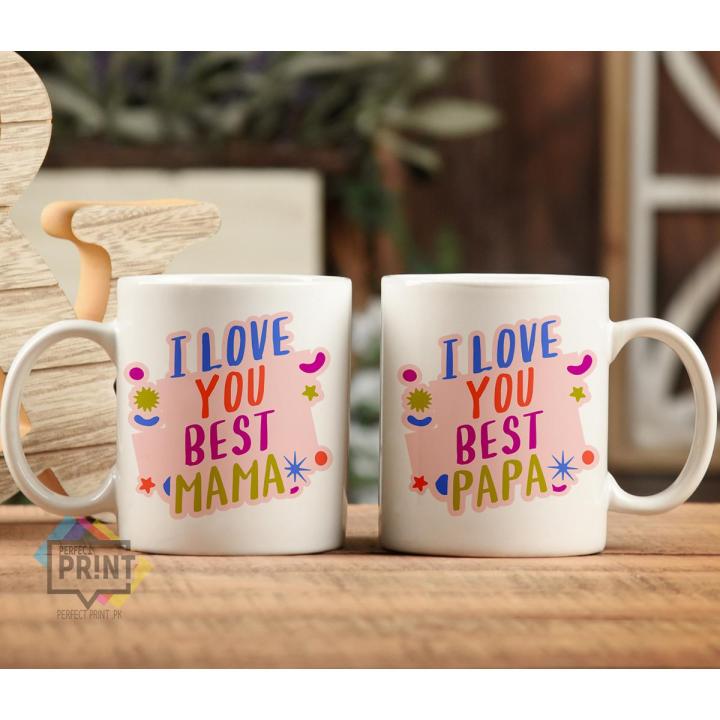 Custom Made Best Gift For Dad I Love You Best Papa And Mama Mug Set Gift For Father Day And Mother Day Pack Of 2 Mugs