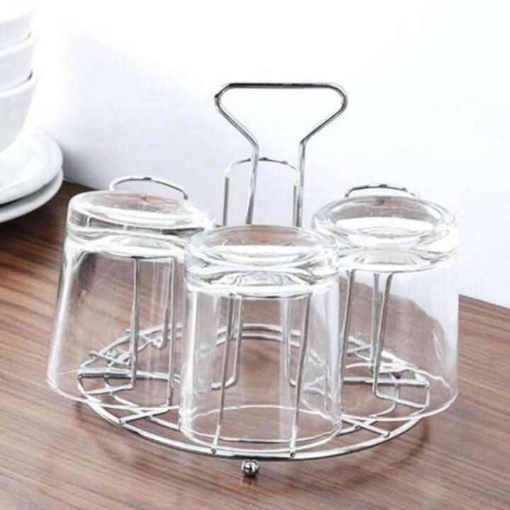 Decorative Stainless Steel Glass Holder for Kitchen Dining Table (6 Glass Stand)