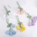 Floral Car Keychain Crocheted Keychain Leaf Keychain Colorful Woolen Key Chain Flower Keychain Bag Pendant Cute Bag Charm For Women Handmade Crochet Flower Keychain Wool Knitted Key Ring Pendant. 