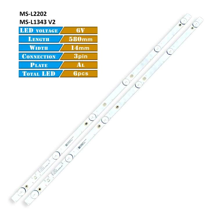 2PCS - LED TV  Backlight Strip 6 LED 6V, MS-L2202 MS-L1343 V2 For 32 Inch TV