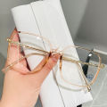 Retro Square Simple Anti-Blue Glasses with One Piece Nose Pads Non-Slip Flexible Temples for Plain Makeup Decorative Glasses. 