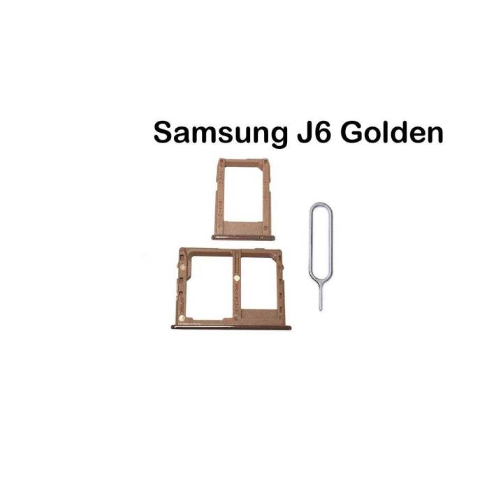 Samsung J6 Golden Dual Sim Card Tray And Micro SD Card Slot Holder