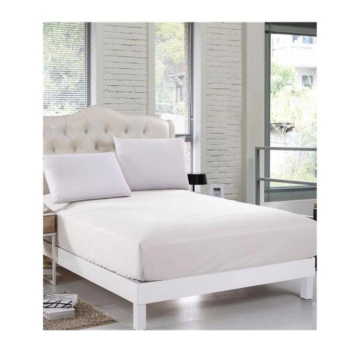 White Jersey Fitted Cotton Bed Sheet - Single Bed