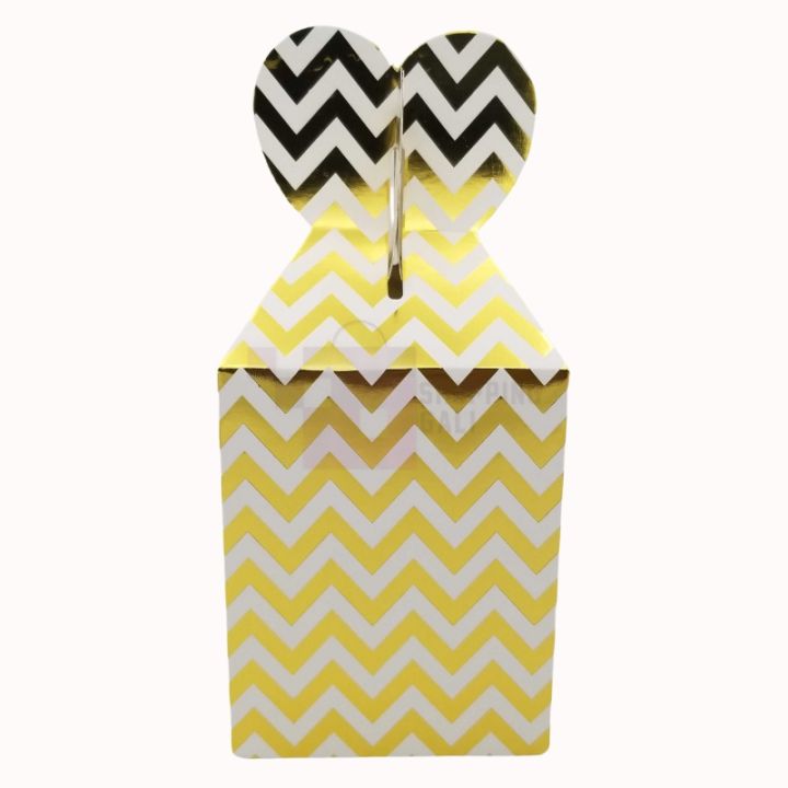 GOLDEN ZIGZAG DESIGN GOODY BOX - PACK OF 10 GOODY BOX - GOLDEN THEME GOODY BOX