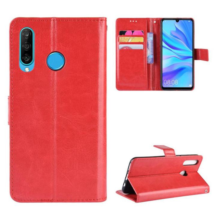 For Huawei P30 lite Vintage Leather Magnetic Buckle Flip Cover Case