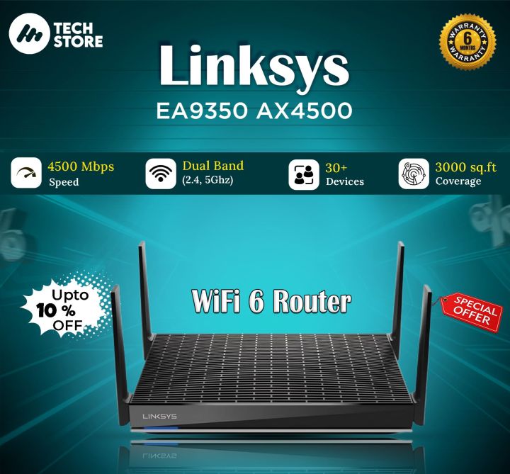 Linksys Ax4500 Dual-band Max-stream EA9350 Wifi 6 Router | 1.8ghz Quad-core Processor | Mu-mimo Wifi Booster  In Pakistan