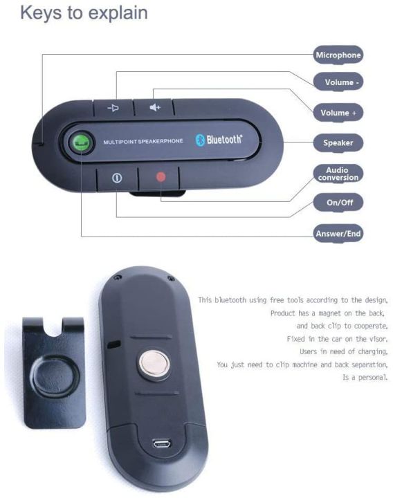Wireless%20Hands-Free%20Car%20Kit%20Bluetooth%20Sun%20Visor,%20Portable%20Bluetooth%20Multipoint%20Speakerphone,Built-in%20Battery%20with%20Car%20Charger%20-%20Image%2010