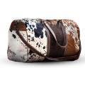 Real Cowhide Leather Duffel Bag | Leather Weekender Travelling Bags | Cowhide Hair on Travel Bags | Tricolor Cowhide Duffel Overnight Travel Bag | Sports Bag. 