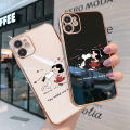 (Free Lanyard) Luxury 6D Plating Case for iPhone XS MAX Phone Cases Happy Cartoon Puppy Side Print Soft Silicone Square Back Cover. 