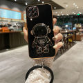 Maitus for Samsung Galaxy M62 F62 Back Cover with Ring Lanyard Buckle Astronaut Stand Holder Luxury 6D Plating Shiny Cases Soft Silicone Square Phone Case for Boy Girls. 