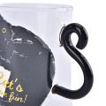 250ML Cute Cat Glass Juice Coffee Cup Milk Tea Coffee Glass Mug Cat Tail Handle. 