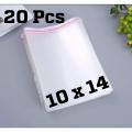 Bundle of 20 Transparent Plastic Poly Bag 10 x 14 Inches Size Sealable Used for Packing, Books etc. BOPP Poly Bags Self Adhesive. 