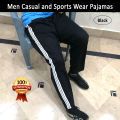 Pack Of 2 Men Pajamas for Jogging Gym and Sports Wear Fully Elasticated Waist Band and 2 Pockets in XL to 4XL Sizes Jogging Trousers with Full Length and Side Panel in Black. 